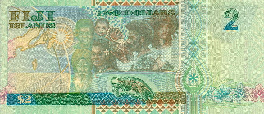 Back of Fiji p102a: 2 Dollars from 2000