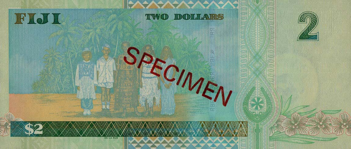 Back of Fiji p104s: 2 Dollars from 2002