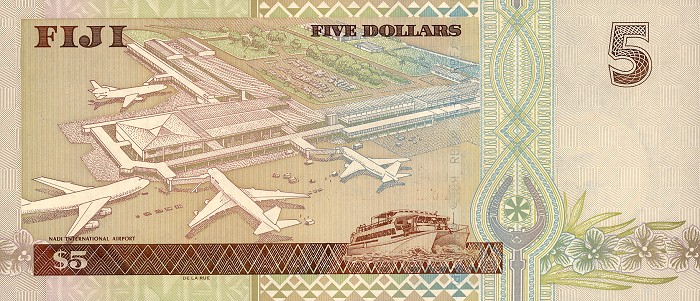Back of Fiji p105b: 5 Dollars from 2002
