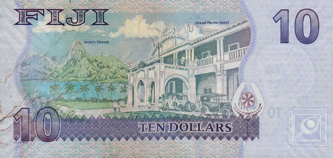 Back of Fiji p111b: 10 Dollars from 2007