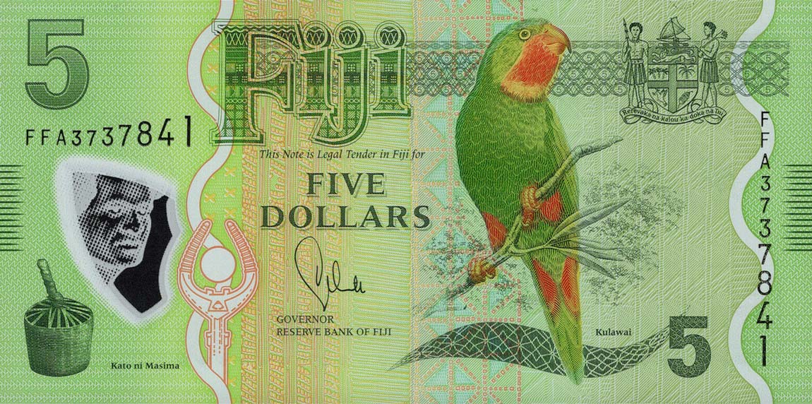 Front of Fiji p115a: 5 Dollars from 2013