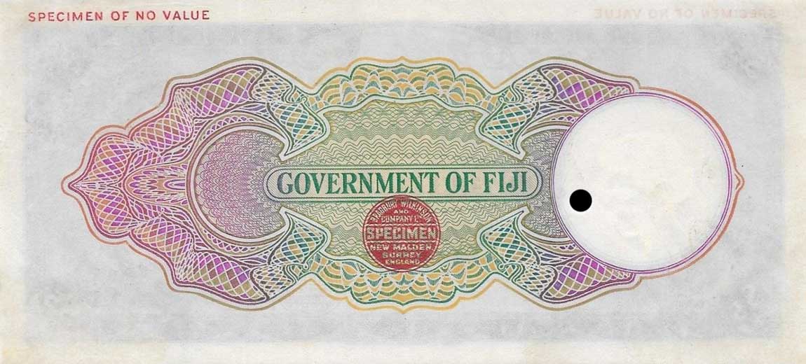 Back of Fiji p34cs: 5 Pounds from 1934