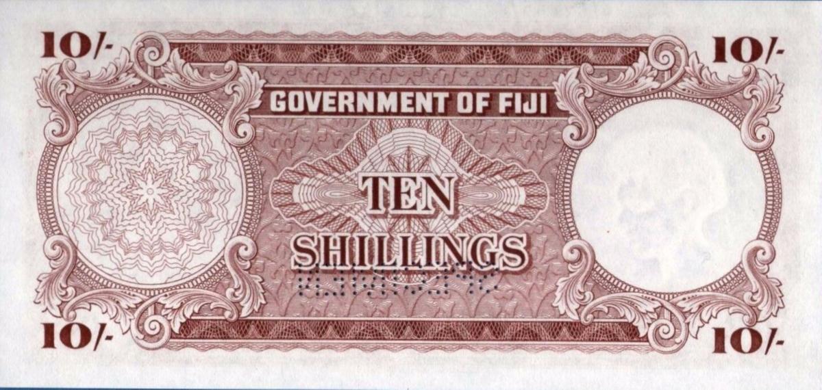 Back of Fiji p52s: 10 Shillings from 1957