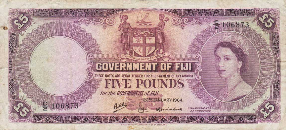 Front of Fiji p54e: 5 Pounds from 1964