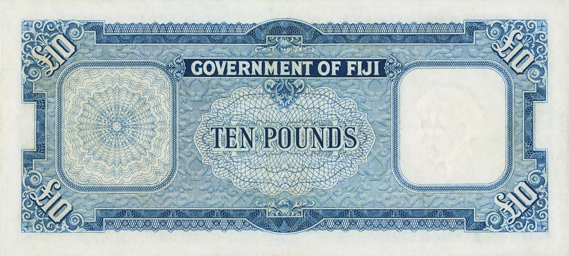 Back of Fiji p55a: 10 Pounds from 1954