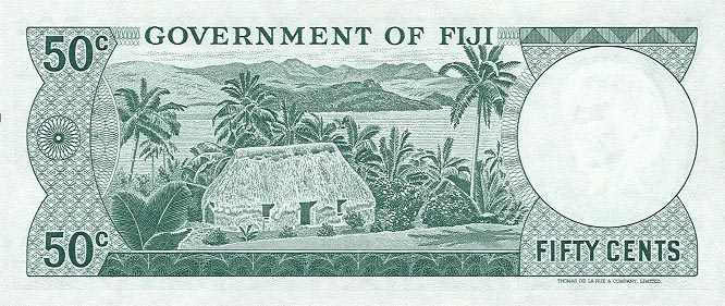 Back of Fiji p64a: 50 Cents from 1971