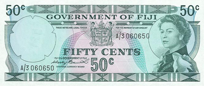 Front of Fiji p64a: 50 Cents from 1971