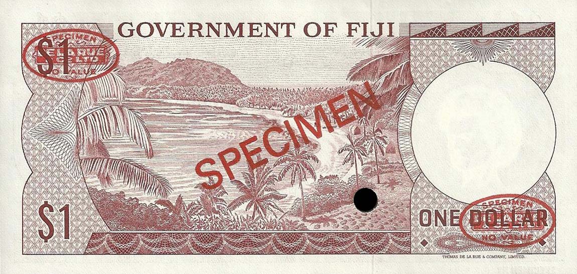 Back of Fiji p65s4: 1 Dollar from 1971