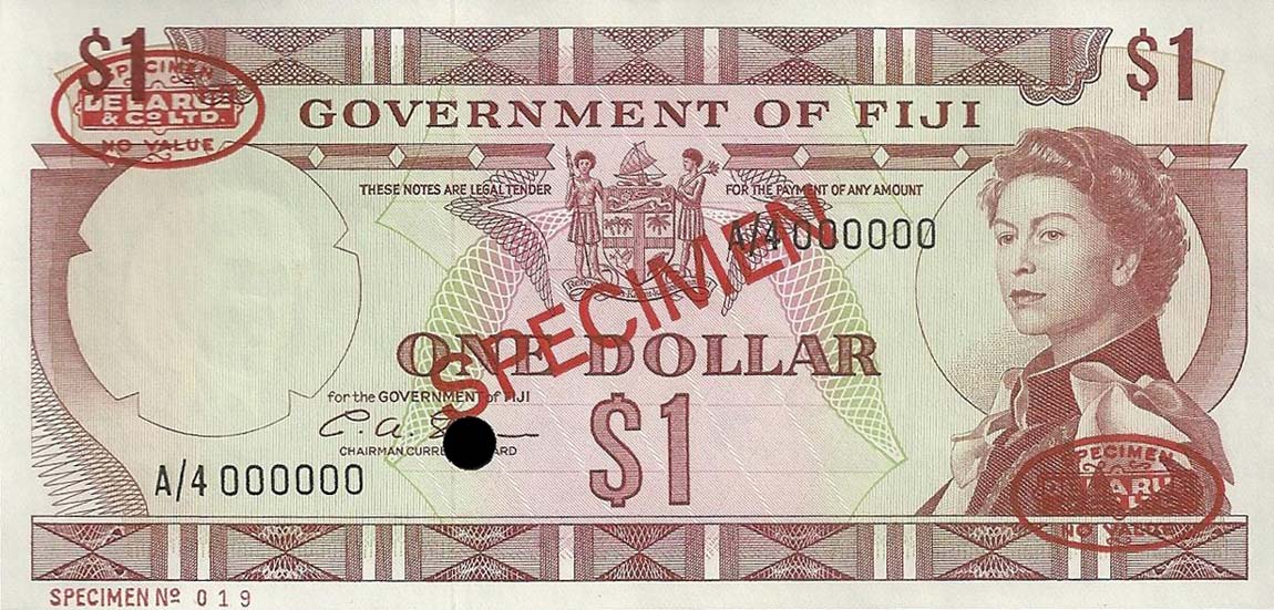 Front of Fiji p65s4: 1 Dollar from 1971