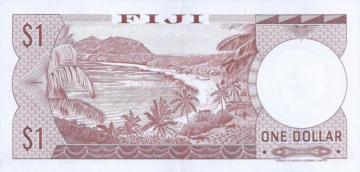 Back of Fiji p71br: 1 Dollar from 1974