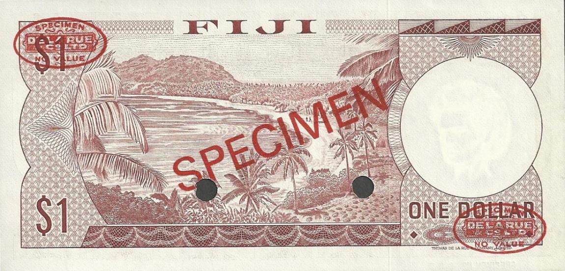 Back of Fiji p71s4: 1 Dollar from 1974