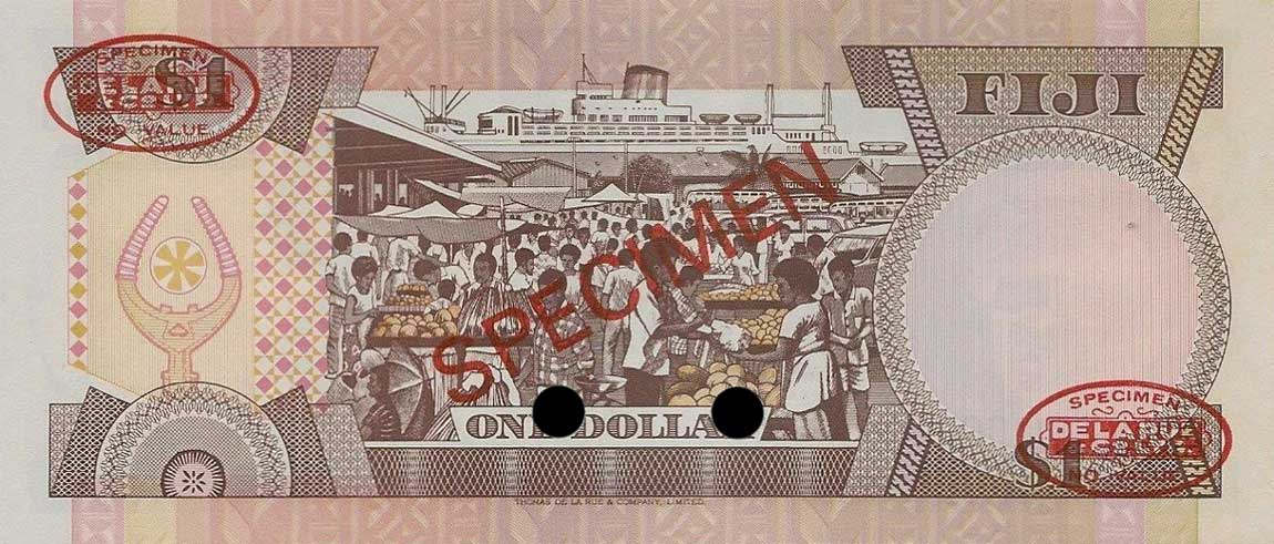 Back of Fiji p76s1: 1 Dollar from 1980