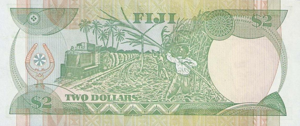 Back of Fiji p87a: 2 Dollars from 1988