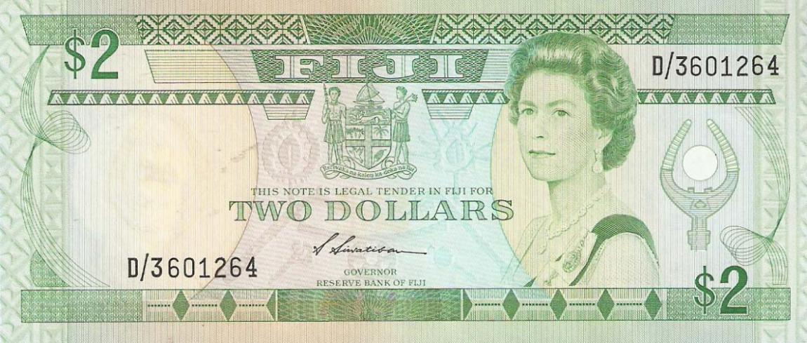 Front of Fiji p87a: 2 Dollars from 1988