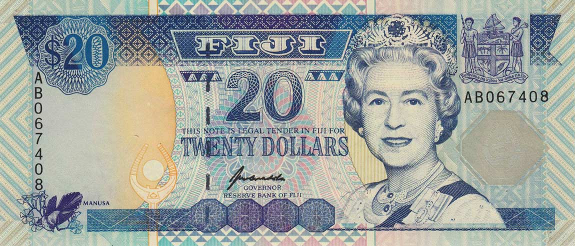 Front of Fiji p99b: 20 Dollars from 1996