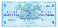 p103a from Finland: 5 Markkaa from 1963