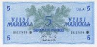 p103r from Finland: 5 Markkaa from 1963
