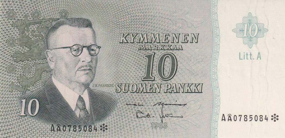 Front of Finland p104r: 10 Markkaa from 1963