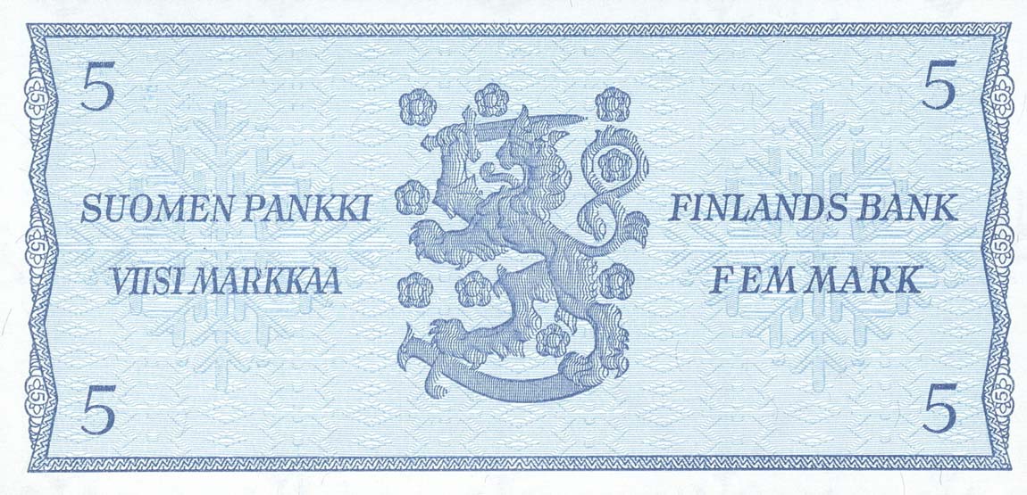Back of Finland p106Aa: 5 Markkaa from 1963