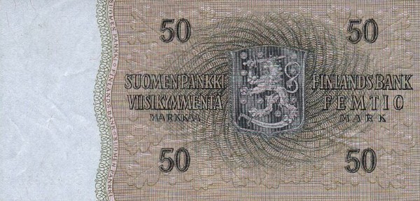 Back of Finland p107a: 50 Markkaa from 1963