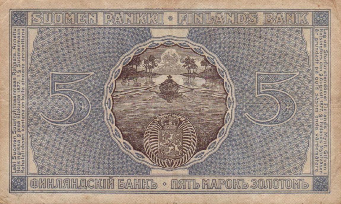 Back of Finland p20: 5 Markkaa from 1909