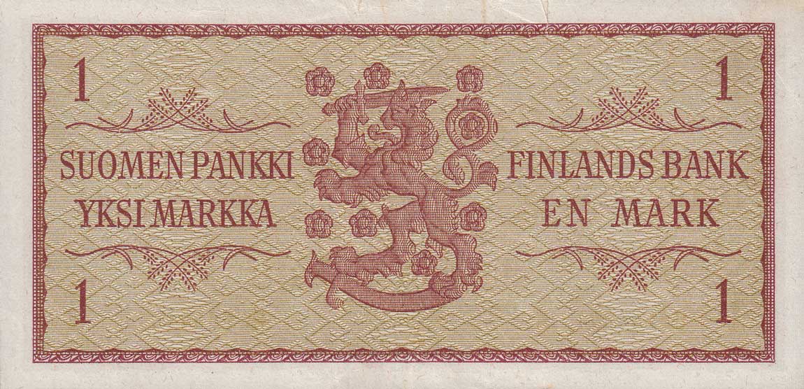 Back of Finland p98r: 1 Markkaa from 1963