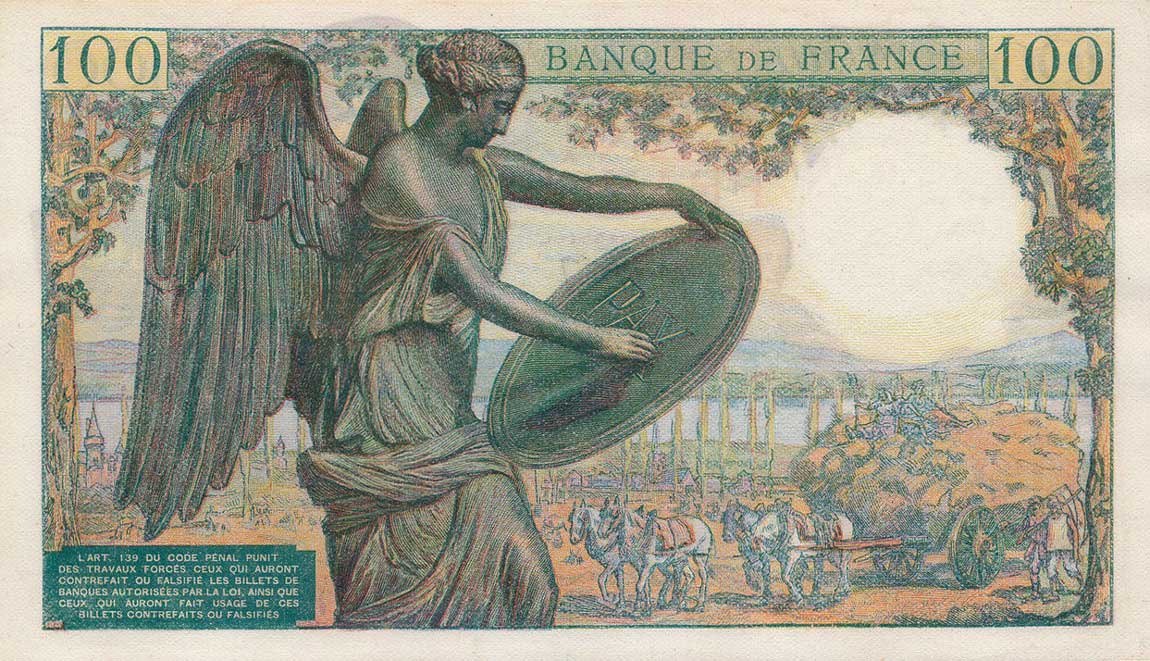 Back of France p101a: 100 Francs from 1942