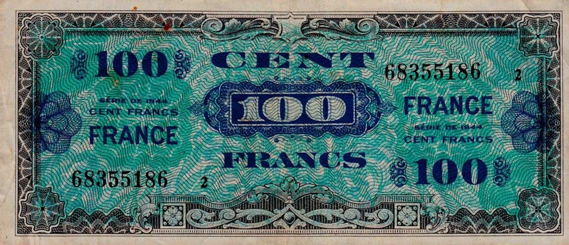 Front of France p123b: 100 Francs from 1944