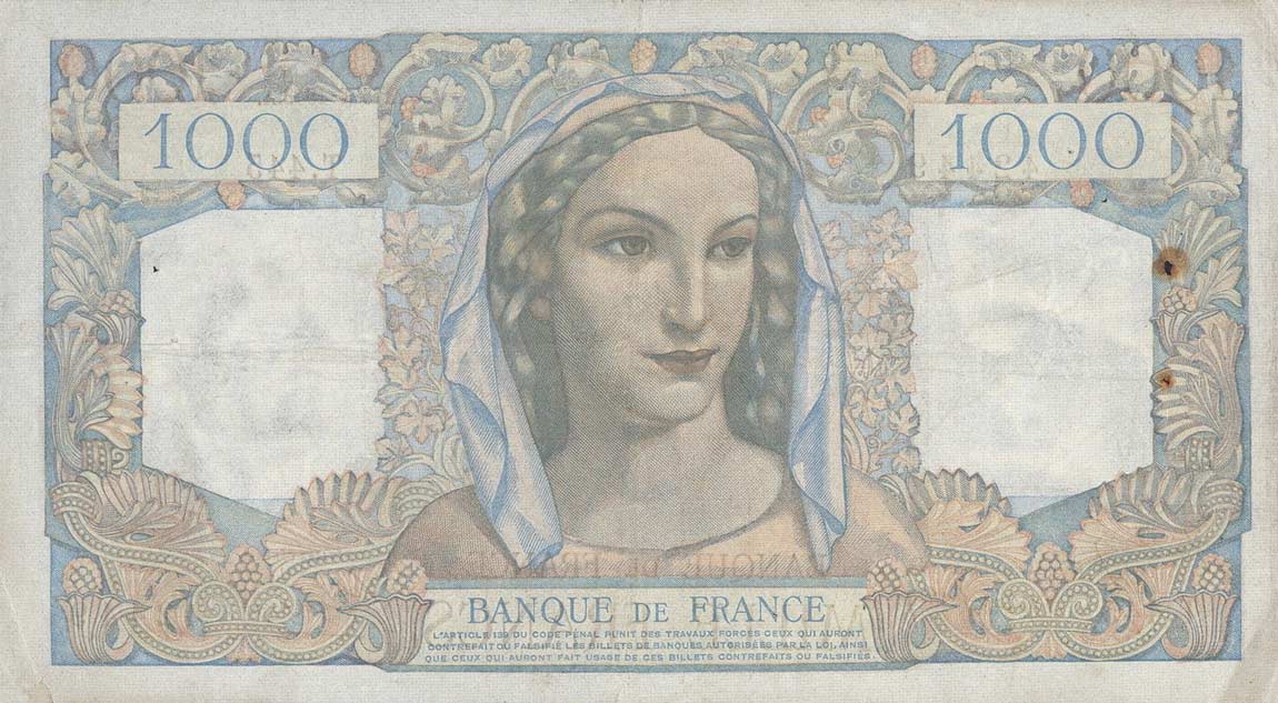 Back of France p130b: 1000 Francs from 1948