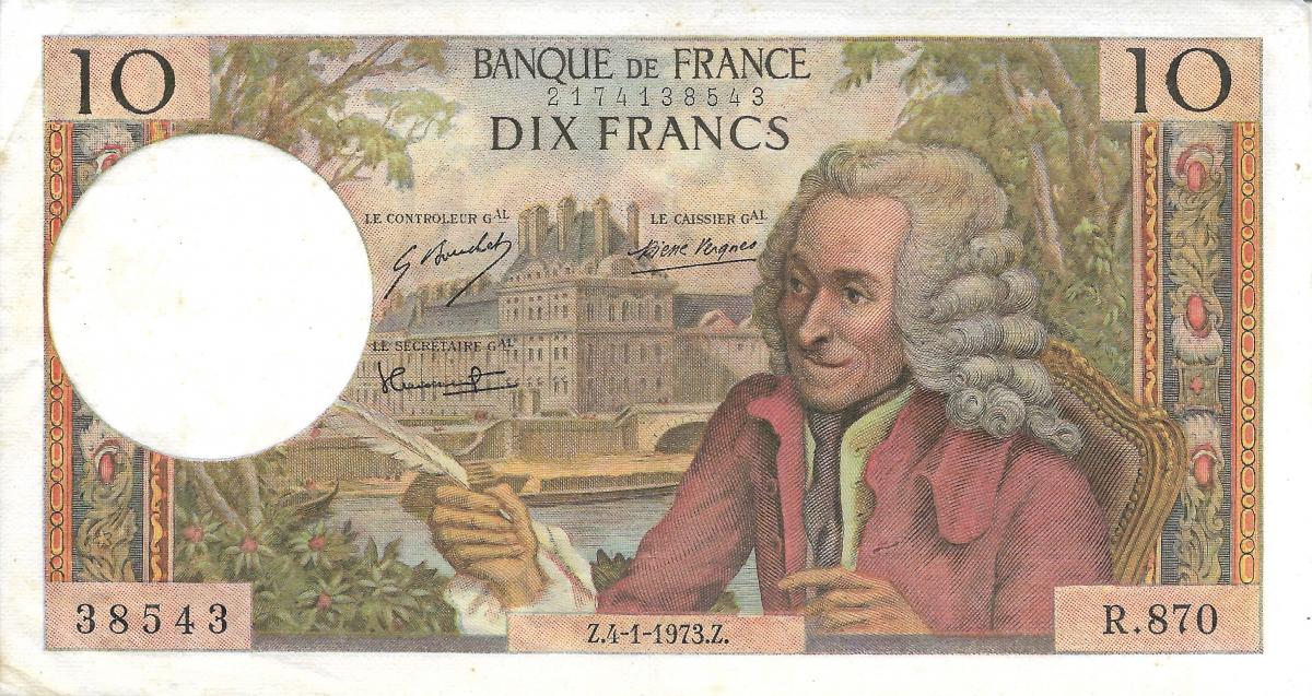 Front of France p147d: 10 Francs from 1971