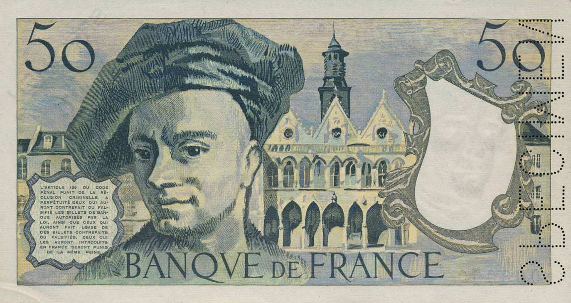 Back of France p152s: 50 Francs from 1976