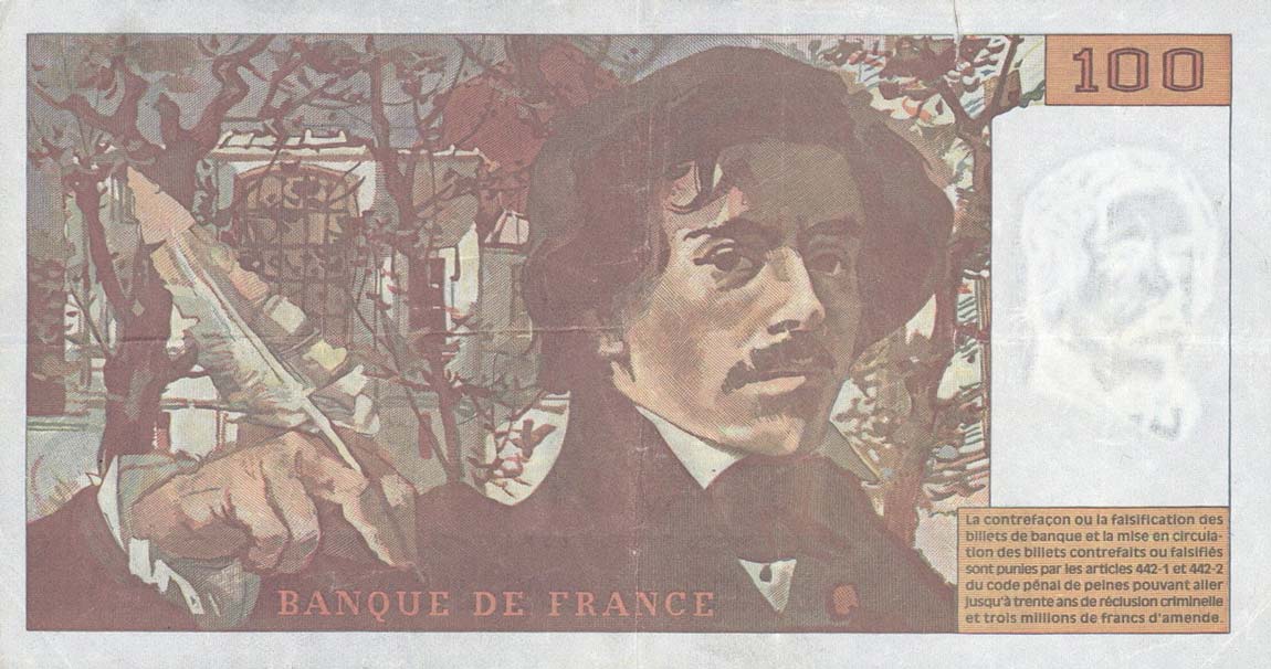Back of France p154h: 100 Francs from 1994