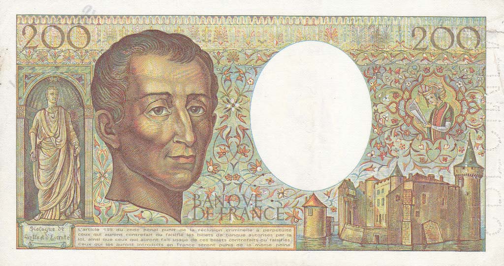 Back of France p155s: 200 Francs from 1981