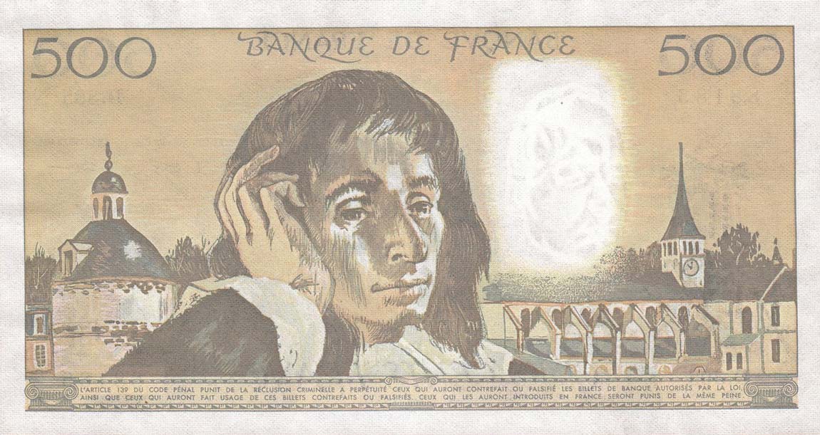 Back of France p156g: 500 Francs from 1988