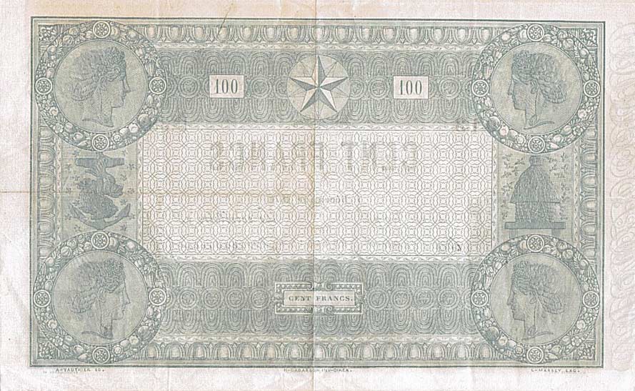 Back of France p52b: 100 Francs from 1866