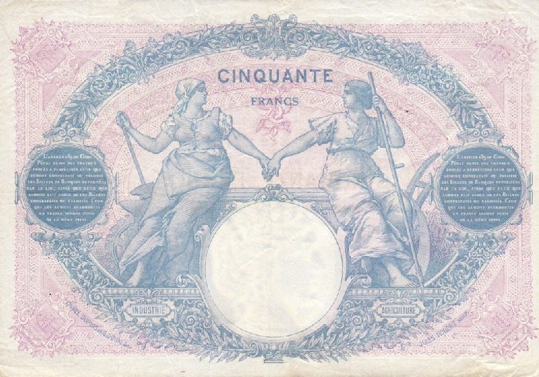 Back of France p64g: 50 Francs from 1922