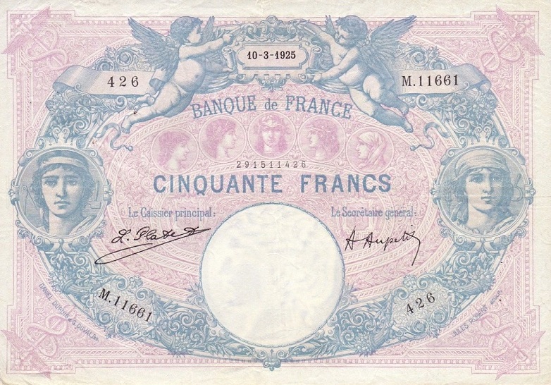 Front of France p64g: 50 Francs from 1922