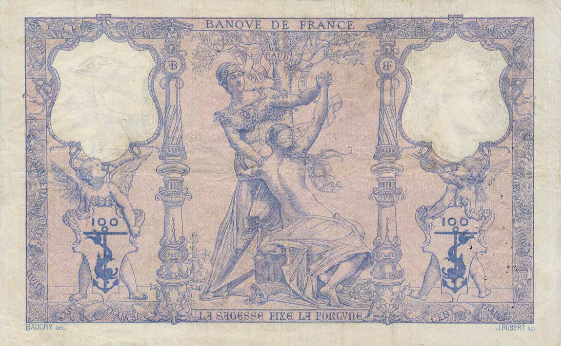 Back of France p65c: 100 Francs from 1900