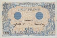 p68b from France: 20 Francs from 1912