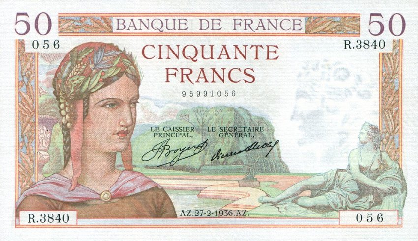 Front of France p81: 50 Francs from 1934