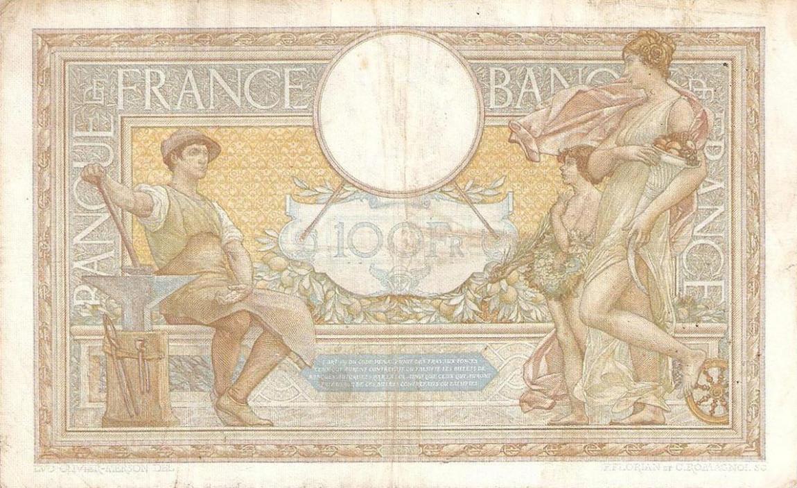 Back of France p86a: 100 Francs from 1937