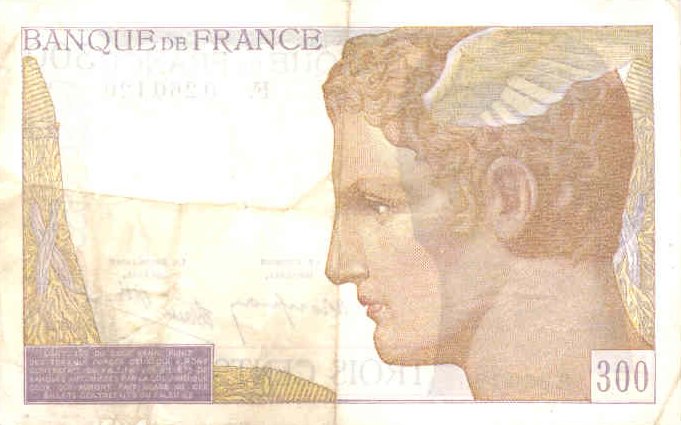 Back of France p87a: 300 Francs from 1938