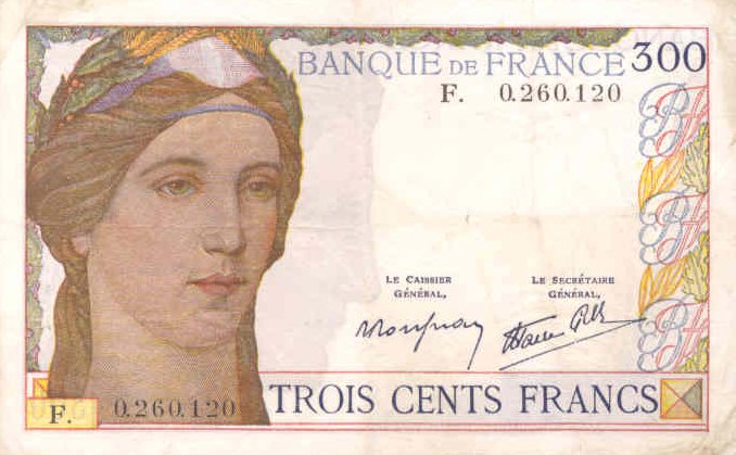 Front of France p87a: 300 Francs from 1938