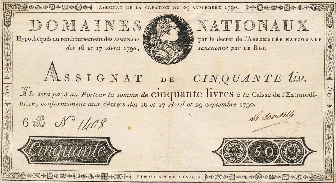 Front of France pA34: 50 Livres from 1790