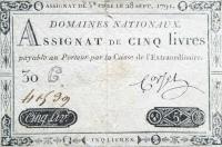 pA49 from France: 5 Livres from 1791