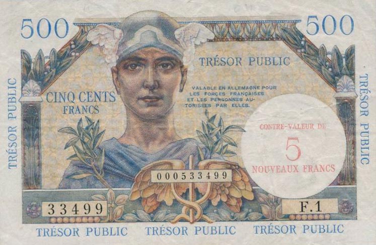 Front of France pM14: 5 Nouveaux Francs from 1960
