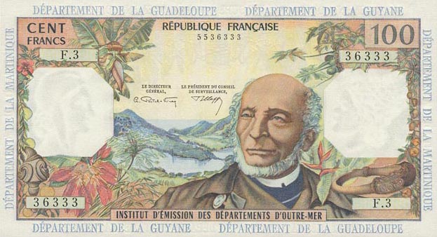Front of French Antilles p10b: 100 Francs from 1964