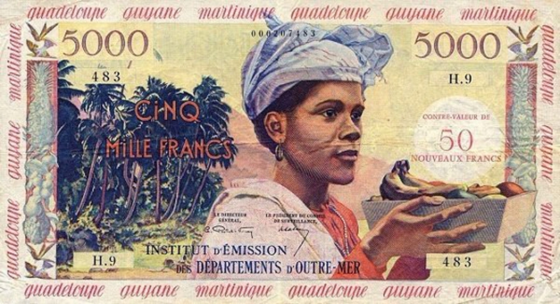 Front of French Antilles p3a: 50 Nouveaux Francs from 1961
