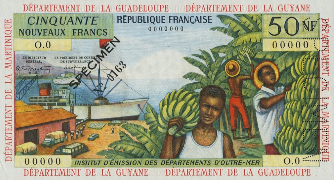 Front of French Antilles p6s: 50 Nouveaux Francs from 1963