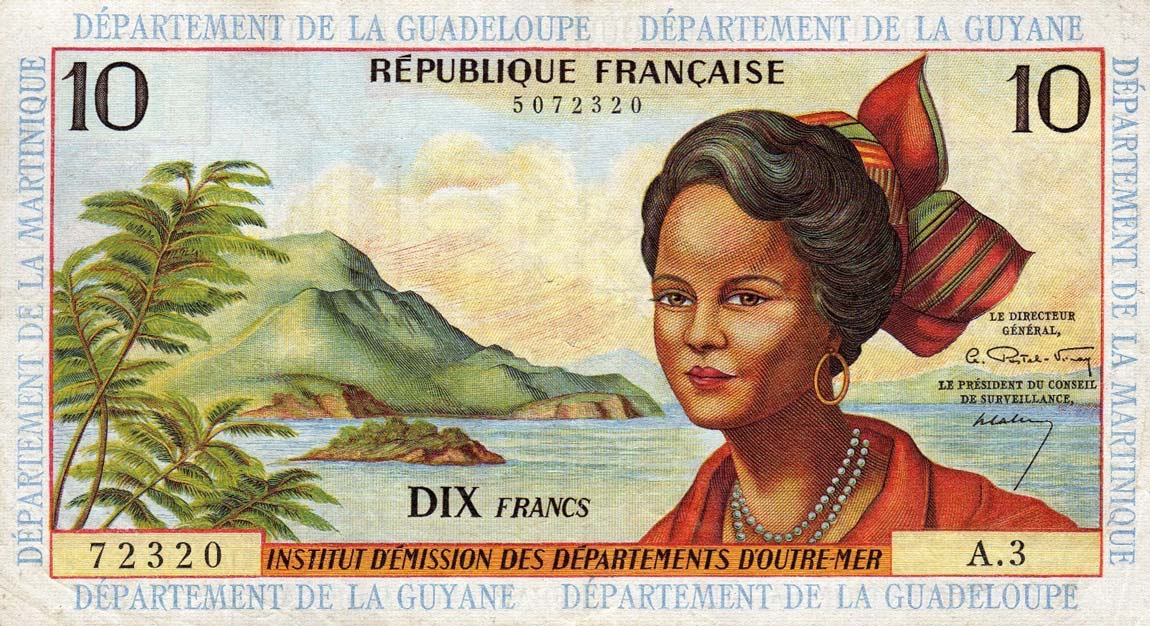 Front of French Antilles p8a: 10 Francs from 1964